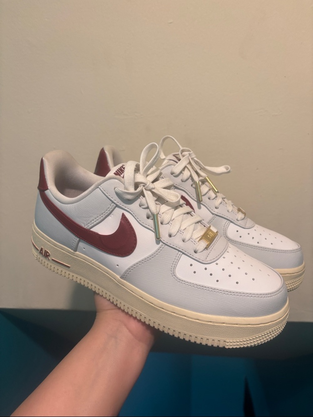 Nike Air Force 1 Low White with Maroon Swoosh